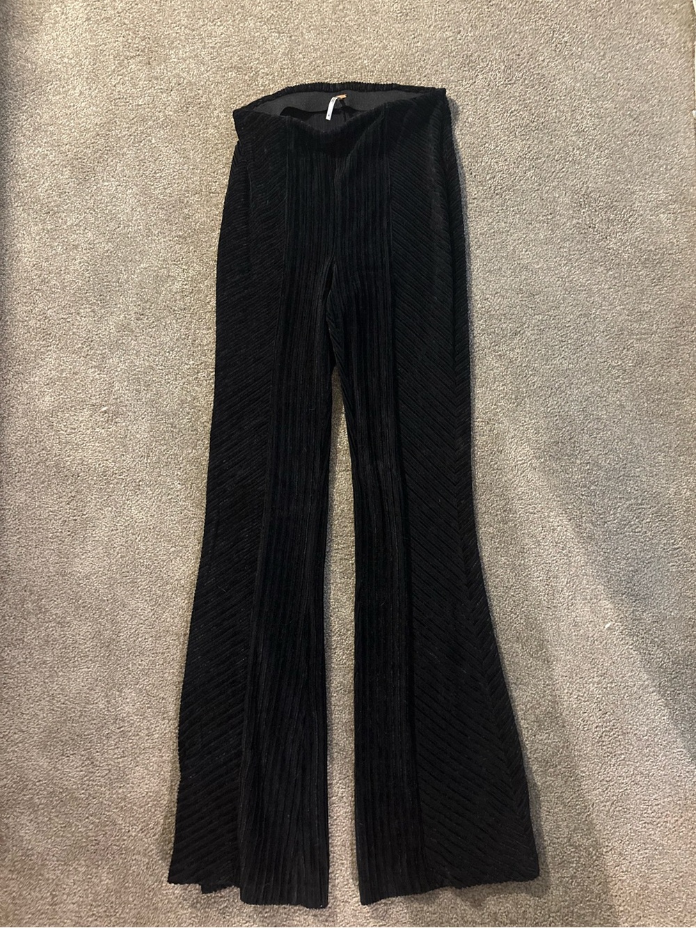 Free People Black Textured Flare Pants
